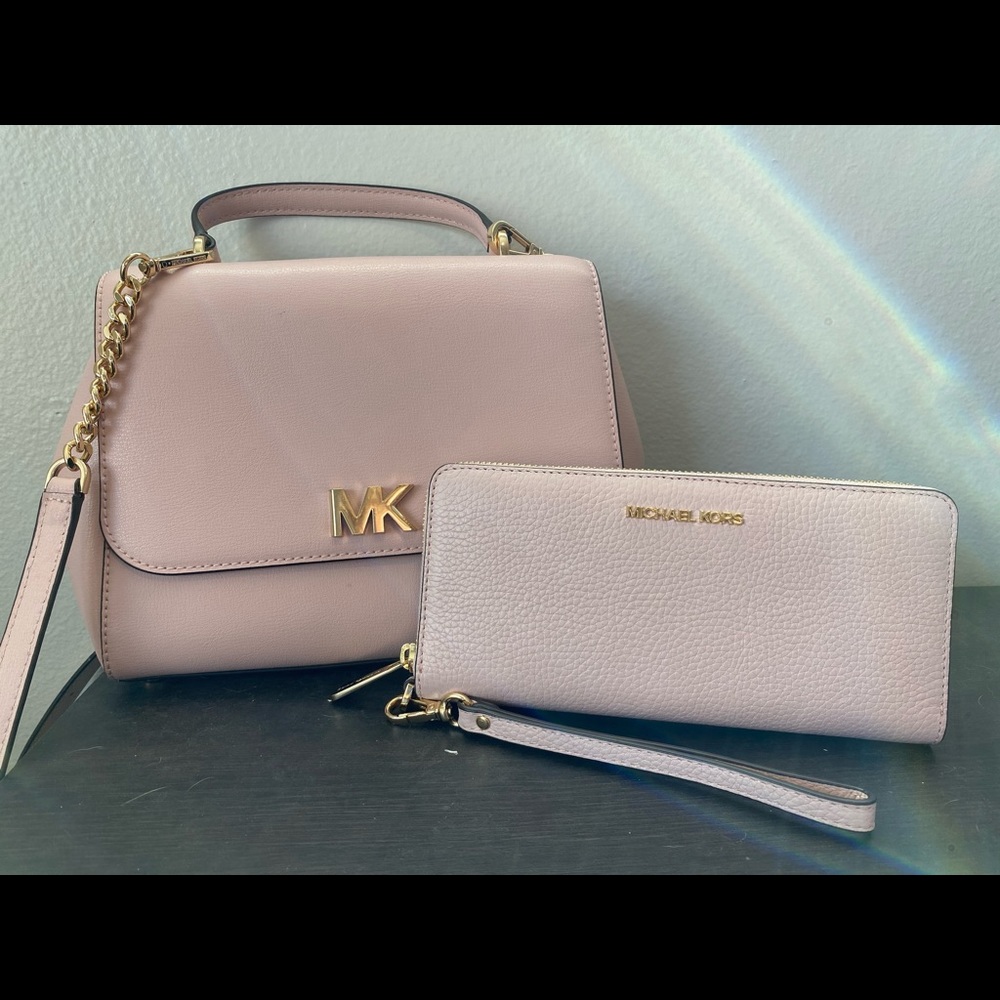 Blush pink Michael Kors purse and wallet